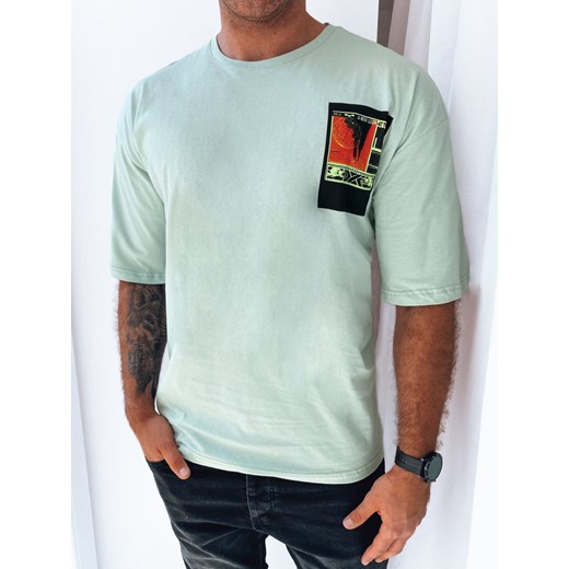 T-shirt męski z nadrukiem miętowy Dstreet RX5305 ze sklepu DSTREET.PL w kategorii T-shirty męskie - zdjęcie 171487679