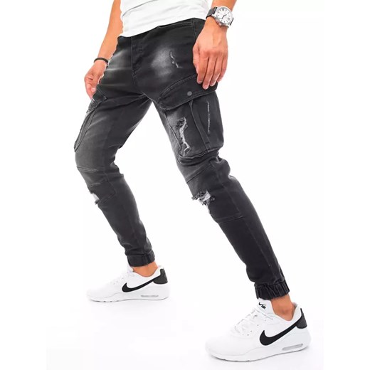 Spodnie męskie jeansowe typu bojówki czarne Dstreet UX3254 ze sklepu DSTREET.PL w kategorii Jeansy męskie - zdjęcie 171487735