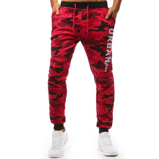 Spodnie dresowe męskie camo czerwone Dstreet UX3516 ze sklepu DSTREET.PL w kategorii Spodnie męskie - zdjęcie 171488326