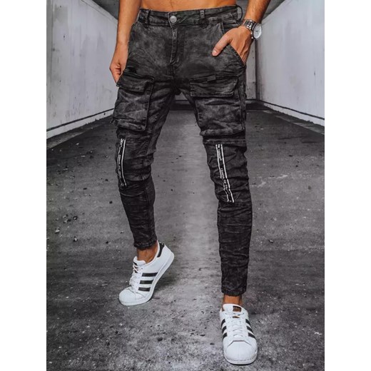 Spodnie męskie jeansowe bojówki czarne Dstreet UX3580 ze sklepu DSTREET.PL w kategorii Spodnie męskie - zdjęcie 171488797