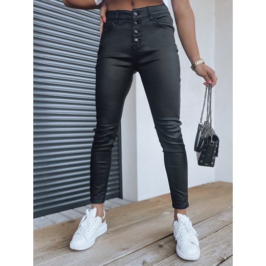 Spodnie damskie woskowane AMBER czarne Dstreet UY1319 ze sklepu DSTREET.PL w kategorii Spodnie damskie - zdjęcie 171489197