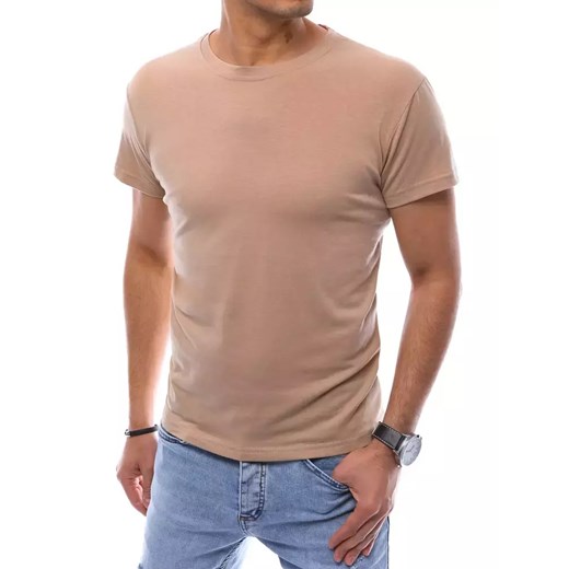 T-shirt męski bez nadruku beżowy RX4894 ze sklepu DSTREET.PL w kategorii T-shirty męskie - zdjęcie 171489307