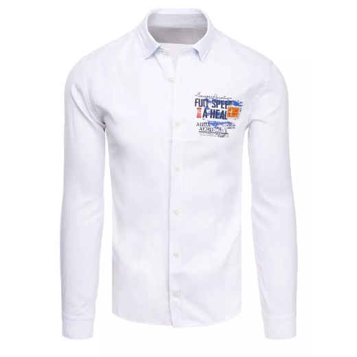 Koszula męska biała Dstreet DX2283 ze sklepu DSTREET.PL w kategorii Koszule męskie - zdjęcie 171489319