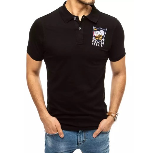 Koszulka polo z haftem czarna Dstreet PX0389 ze sklepu DSTREET.PL w kategorii T-shirty męskie - zdjęcie 171489629