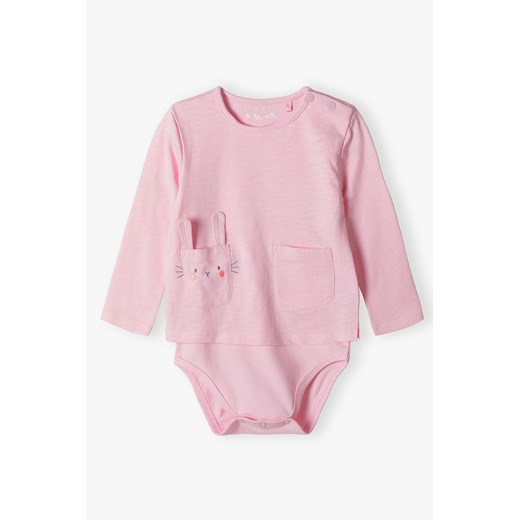 Różowe bluzko-body z króliczkiem - długi rękaw - 5.10.15. ze sklepu 5.10.15 w kategorii Body niemowlęce - zdjęcie 171492557