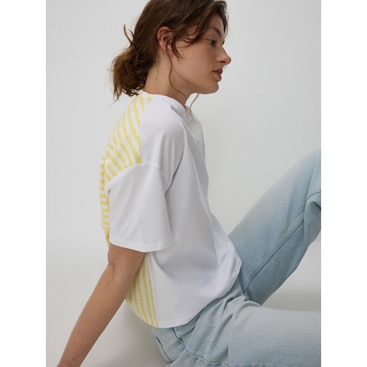 Reserved - Bluzka z łączonych tkanin - jasnożółty ze sklepu Reserved w kategorii Bluzki damskie - zdjęcie 171493927
