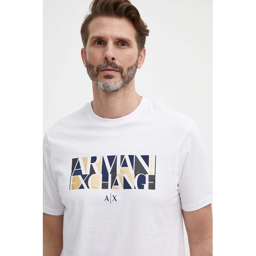 Armani Exchange t-shirt bawełniany kolor biały z nadrukiem ze sklepu ANSWEAR.com w kategorii T-shirty męskie - zdjęcie 171499926
