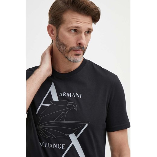 Armani Exchange t-shirt bawełniany kolor czarny z nadrukiem ze sklepu ANSWEAR.com w kategorii T-shirty męskie - zdjęcie 171499958