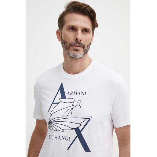 Armani Exchange t-shirt bawełniany kolor biały z nadrukiem ze sklepu ANSWEAR.com w kategorii T-shirty męskie - zdjęcie 171500026