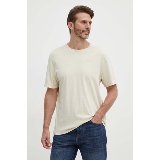 Pepe Jeans t-shirt bawełniany Jacko męski kolor beżowy gładki ze sklepu ANSWEAR.com w kategorii T-shirty męskie - zdjęcie 171500216