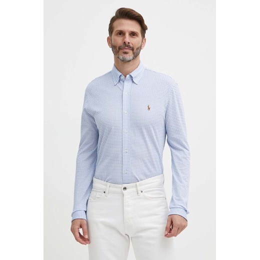 Polo Ralph Lauren koszula bawełniana męska kolor niebieski regular z kołnierzykiem button-down ze sklepu ANSWEAR.com w kategorii Koszule męskie - zdjęcie 171500446