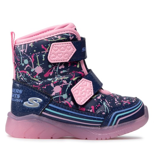 Śniegowce Skechers Power Paint 302653N/NVMT Granatowy ze sklepu eobuwie.pl w kategorii Buty zimowe dziecięce - zdjęcie 171500999