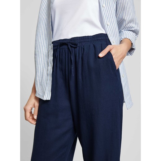 Spodnie z mieszanki lnu i wiskozy z elastycznym pasem model ‘Lava’ Free/quent L Peek&Cloppenburg 