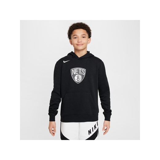 Dzianinowa bluza z kapturem dla dużych dzieci Nike NBA Brooklyn Nets Club - Czerń ze sklepu Nike poland w kategorii Bluzy chłopięce - zdjęcie 171502316