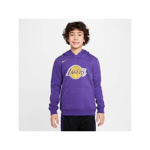 Dzianinowa bluza z kapturem dla dużych dzieci Nike NBA Los Angeles Lakers Club - Fiolet ze sklepu Nike poland w kategorii Bluzy chłopięce - zdjęcie 171502367