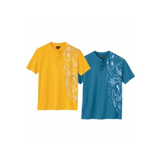 Zestaw 2 koszulek z dekoltem z guzikami Maori ze sklepu Atlas For Men w kategorii T-shirty męskie - zdjęcie 171512835