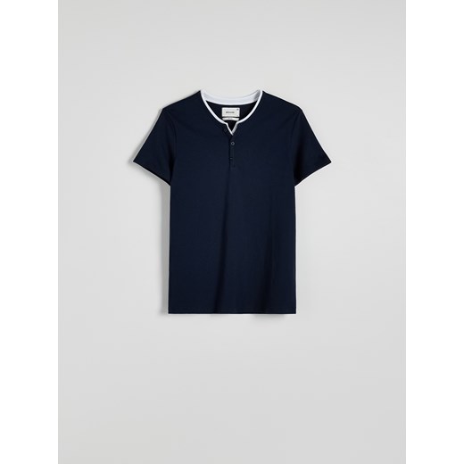Reserved - T-shirt slim fit - granatowy ze sklepu Reserved w kategorii T-shirty męskie - zdjęcie 171513096