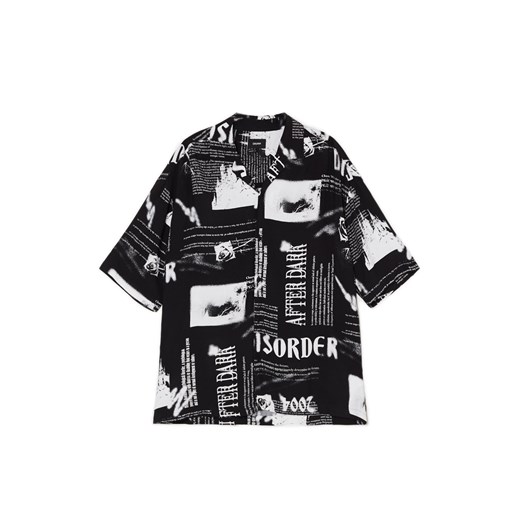 Cropp - Wzorzysta koszula z kołnierzykiem - czarny ze sklepu Cropp w kategorii T-shirty męskie - zdjęcie 171515656