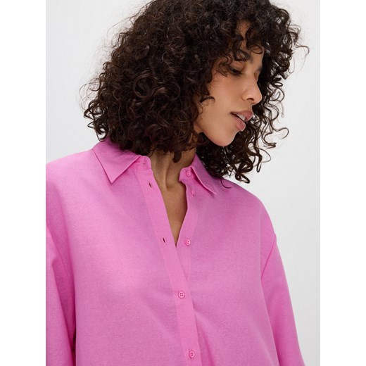 Reserved - Długa koszula z wiskozą - różowy ze sklepu Reserved w kategorii Koszule damskie - zdjęcie 171515876