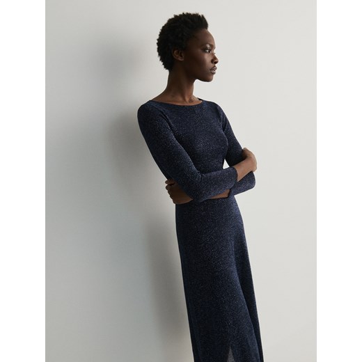 Reserved - Sukienka z metalicznym efektem - granatowy ze sklepu Reserved w kategorii Sukienki - zdjęcie 171516168