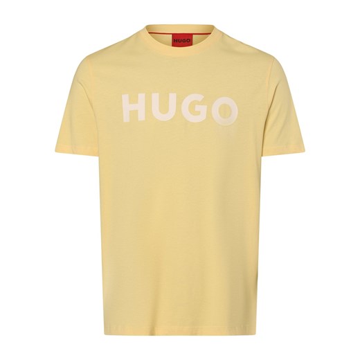 HUGO T-shirt męski Mężczyźni Bawełna żółty nadruk ze sklepu vangraaf w kategorii T-shirty męskie - zdjęcie 171516736