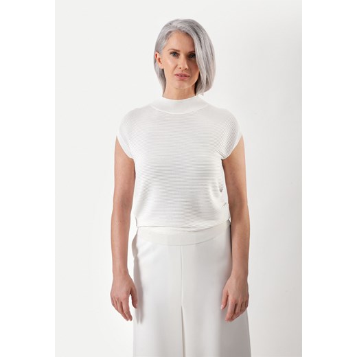 Biała bluzka z prążkowanej dzianiny ze sklepu Molton w kategorii Bluzki damskie - zdjęcie 171518269