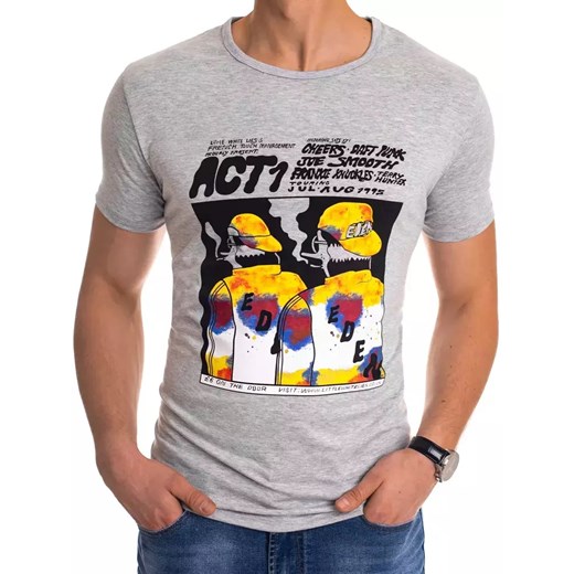 T-shirt męski z nadrukiem jasnoszary Dstreet RX4498 ze sklepu DSTREET.PL w kategorii T-shirty męskie - zdjęcie 171518357