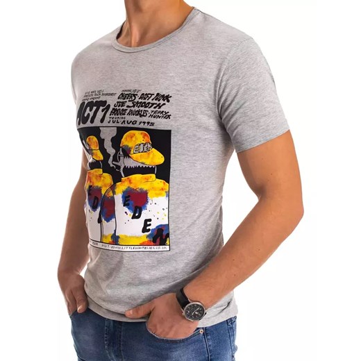 T-shirt męski z nadrukiem jasnoszary Dstreet RX4498 Dstreet XXL DSTREET.PL promocyjna cena