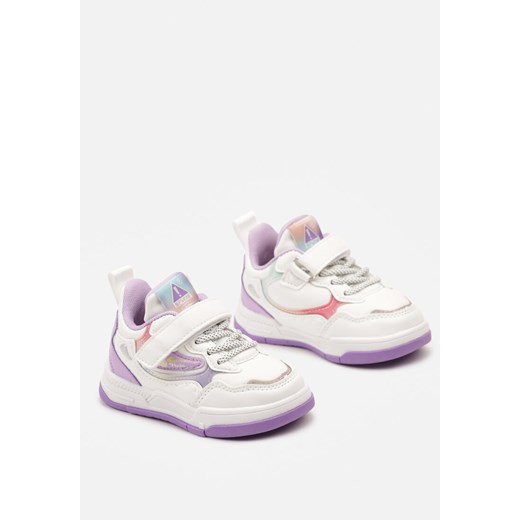 Biało-Fioletowe Buty Sportowe Sneakersy z Rzepem Nellesta 25 okazja born2be.pl
