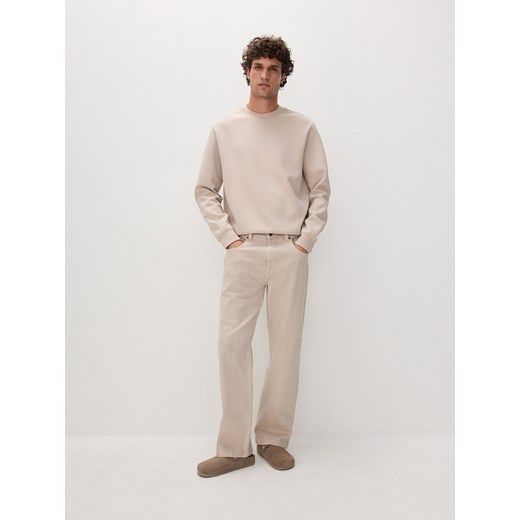 Reserved - Gładka bluza z bawełną - beżowy ze sklepu Reserved w kategorii Bluzy męskie - zdjęcie 171520438