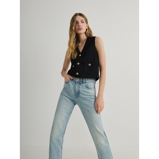 Reserved - Tweedowa kamizelka - czarny Reserved XL promocja Reserved