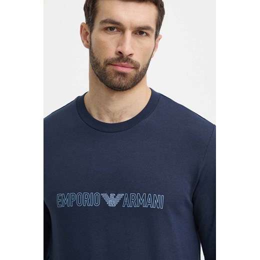 Emporio Armani Underwear bluza bawełniana lounge kolor granatowy z nadrukiem 111785 4R566 ze sklepu ANSWEAR.com w kategorii Bluzy męskie - zdjęcie 171520888