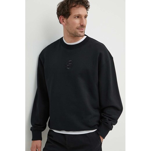 BOSS bluza bawełniana męska kolor czarny z aplikacją 50514903 ze sklepu ANSWEAR.com w kategorii Bluzy męskie - zdjęcie 171520908