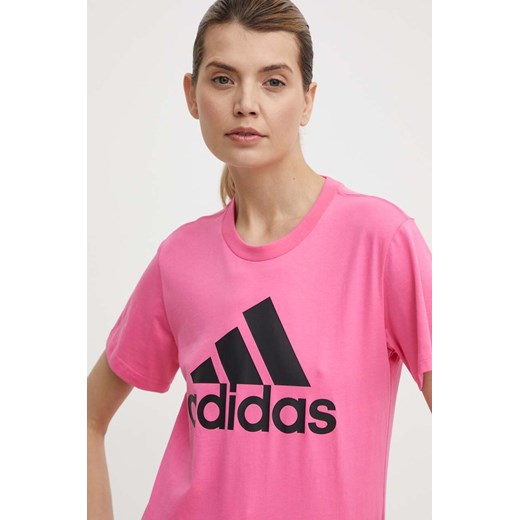 adidas t-shirt bawełniany damski kolor różowy IR5413 ze sklepu ANSWEAR.com w kategorii Bluzki damskie - zdjęcie 171521196