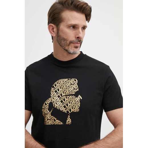 Karl Lagerfeld t-shirt bawełniany męski kolor czarny z nadrukiem 542224.755082 ze sklepu ANSWEAR.com w kategorii T-shirty męskie - zdjęcie 171521318