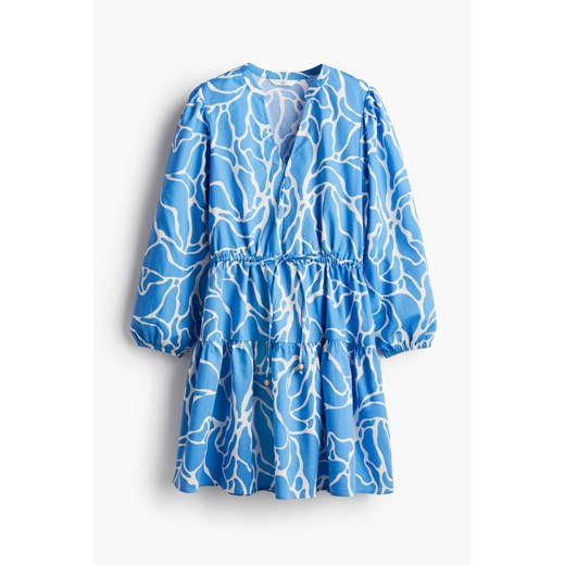 H & M - Sukienka ze sznurkiem do ściągania - Niebieski H & M S H&M