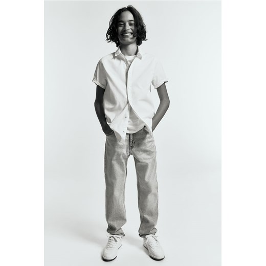 H & M - Bawełniana koszula z krótkim rękawem - Biały ze sklepu H&M w kategorii Koszule chłopięce - zdjęcie 171524109