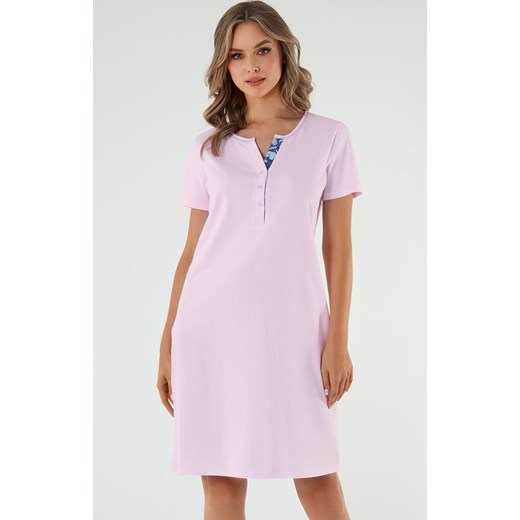 Koszula nocna damska na krótki rękaw różowa Lady, Kolor różowy, Rozmiar S, Italian Fashion ze sklepu Intymna w kategorii Koszule nocne - zdjęcie 171524156