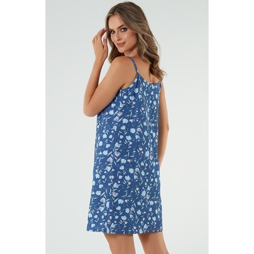 Koszula damska na wąskie ramiączko Tulip, Kolor niebieski-wzór, Rozmiar S, Italian Fashion ze sklepu Intymna w kategorii Koszule nocne - zdjęcie 171524165