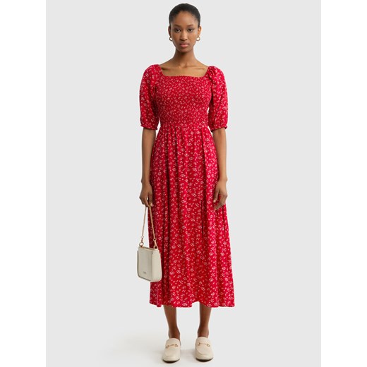 Sukienka damska midi z motywem kwiatowym z wiskozy Sotini 603 ze sklepu Big Star w kategorii Sukienki - zdjęcie 171524469