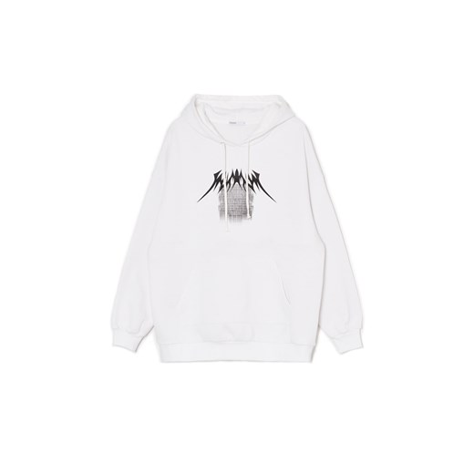 Cropp - Biała bluza z kapturem typu hoodie - biały ze sklepu Cropp w kategorii Bluzy damskie - zdjęcie 171524678