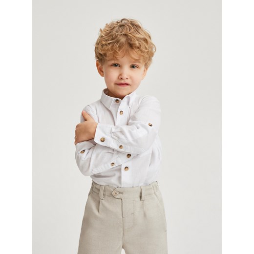 Reserved - Koszula z lnem - biały ze sklepu Reserved w kategorii Koszule chłopięce - zdjęcie 171524809