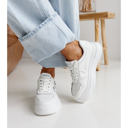 Buty sportowe damskie Gemre sneakersy białe z tworzywa sztucznego sznurowane 