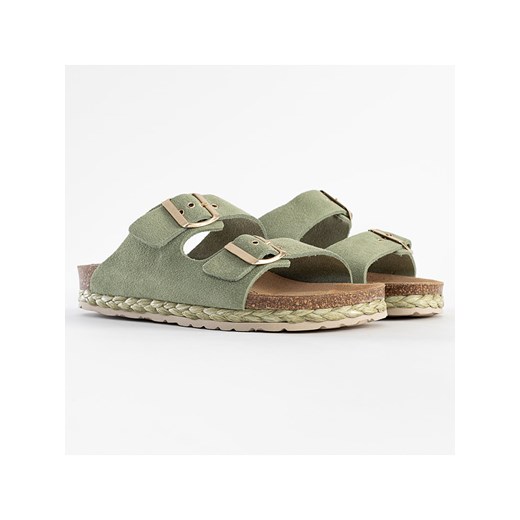 Sunbay Skórzane klapki &quot;Trefle&quot; w kolorze jasnozielonym ze sklepu Limango Polska w kategorii Espadryle damskie - zdjęcie 171526548