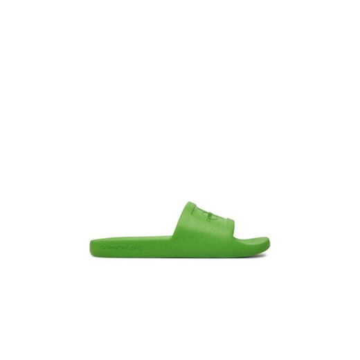 Calvin Klein Jeans Klapki Slide Monogram Debossed Eva YW0YW00102 Zielony ze sklepu MODIVO w kategorii Klapki damskie - zdjęcie 171529947