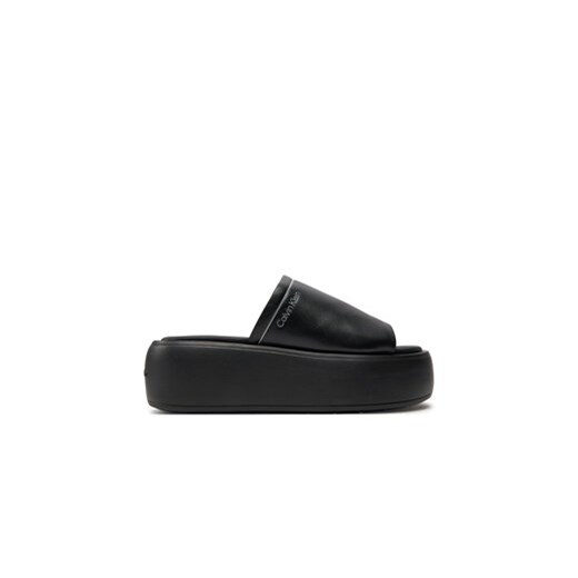 Calvin Klein Klapki Flatform Slide Lth HW0HW01943 Czarny ze sklepu MODIVO w kategorii Klapki damskie - zdjęcie 171530149