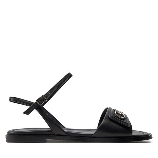 Sandały Calvin Klein Flat Sandal Relock Lth HW0HW01942 Black BEH ze sklepu eobuwie.pl w kategorii Sandały damskie - zdjęcie 171531705