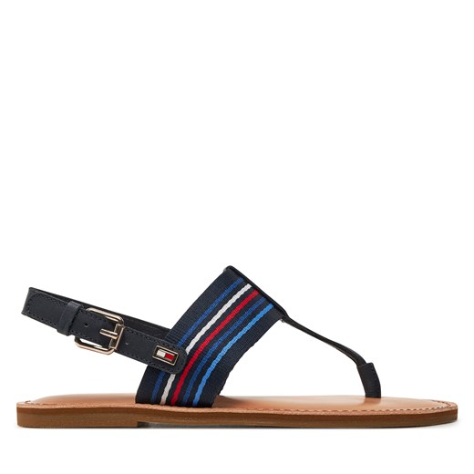 Sandały Tommy Hilfiger Flat Sandal Stripes FW0FW07924 Granatowy ze sklepu eobuwie.pl w kategorii Sandały damskie - zdjęcie 171531739