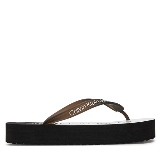 Japonki Calvin Klein Jeans Beach Sandal Flatform Monologo YW0YW01617 Black/Bright White 0GM ze sklepu eobuwie.pl w kategorii Klapki damskie - zdjęcie 171532728