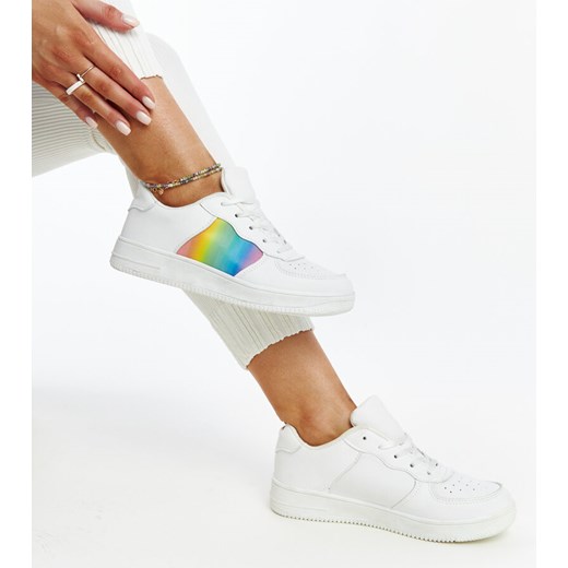 Białe sneakersy z kolorem na platformie Asmarina ze sklepu gemre w kategorii Trampki damskie - zdjęcie 171534196